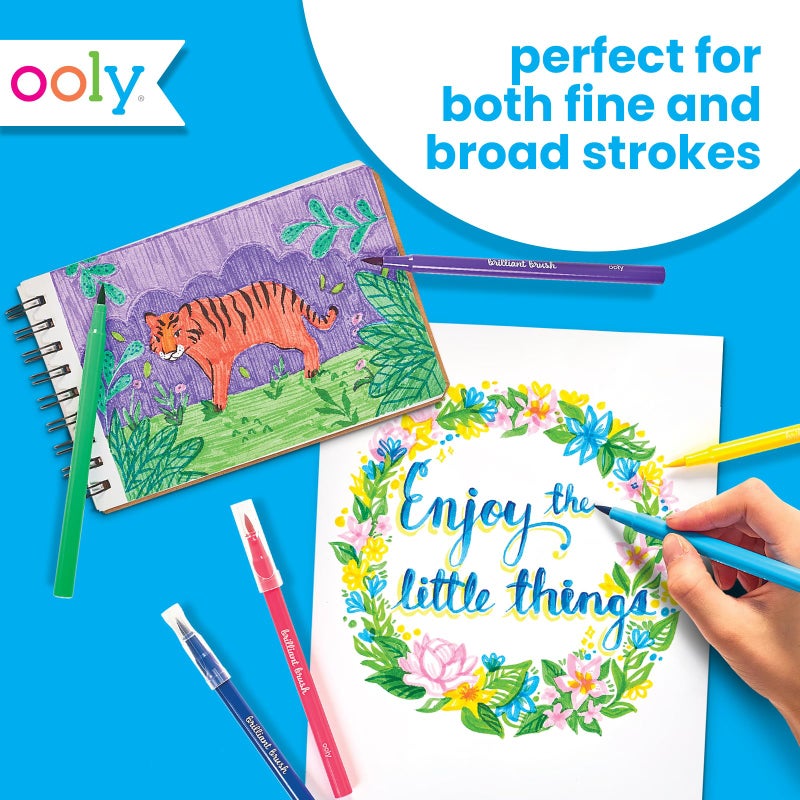 Ooly Brilliant Brush 12 Classic Colors, Calligraphy Pens for Writing & Hand Lettering, Dual Tip Pens for Beginners or Kids Includes 1 Brush & 1 Chisel Tip Pen - Image 4